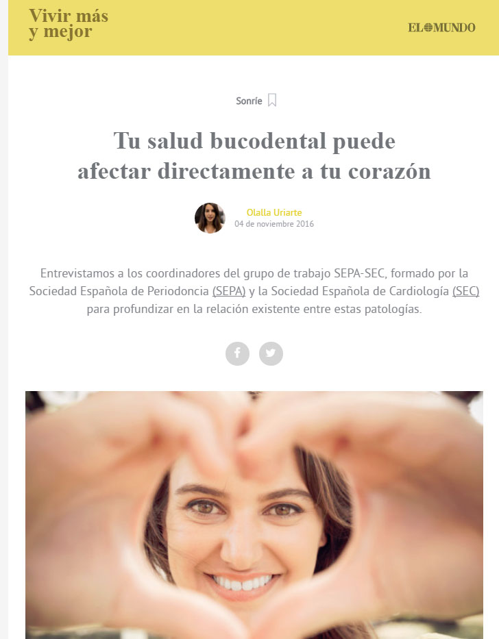 Entrevista en 'Vivir más y mejor' del diario El Mundo sobre salud bucodental y cardiovascular